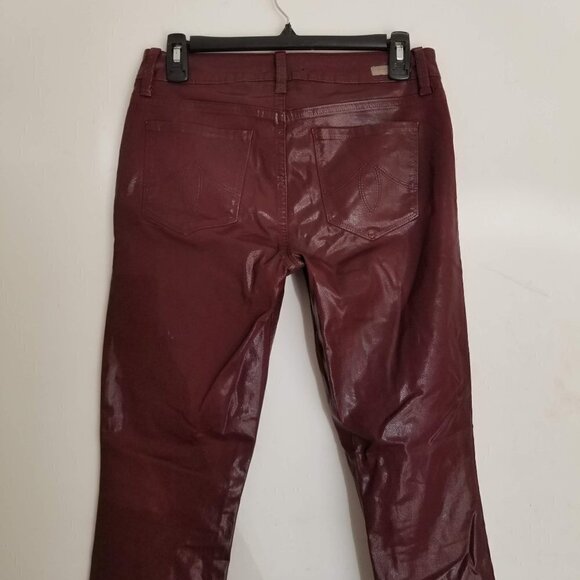 Level 99 Liza Coated Skinny Jeans Vixen Wine Sz 28 - Picture 7 of 12